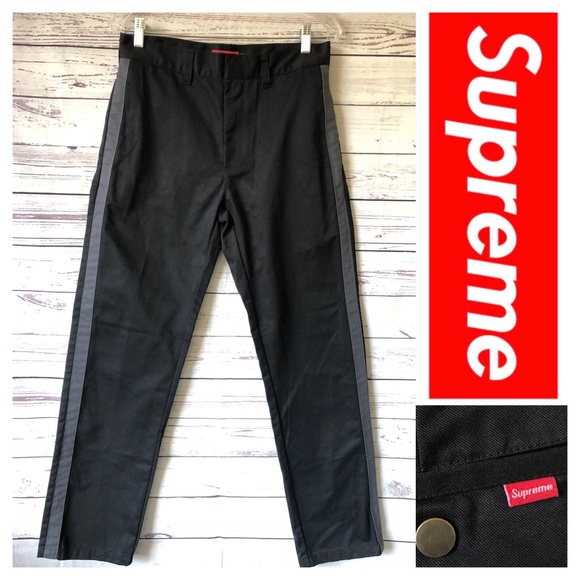 Supreme Other - SUPREME Side Stripe Black jeans chino pants ~ MINT